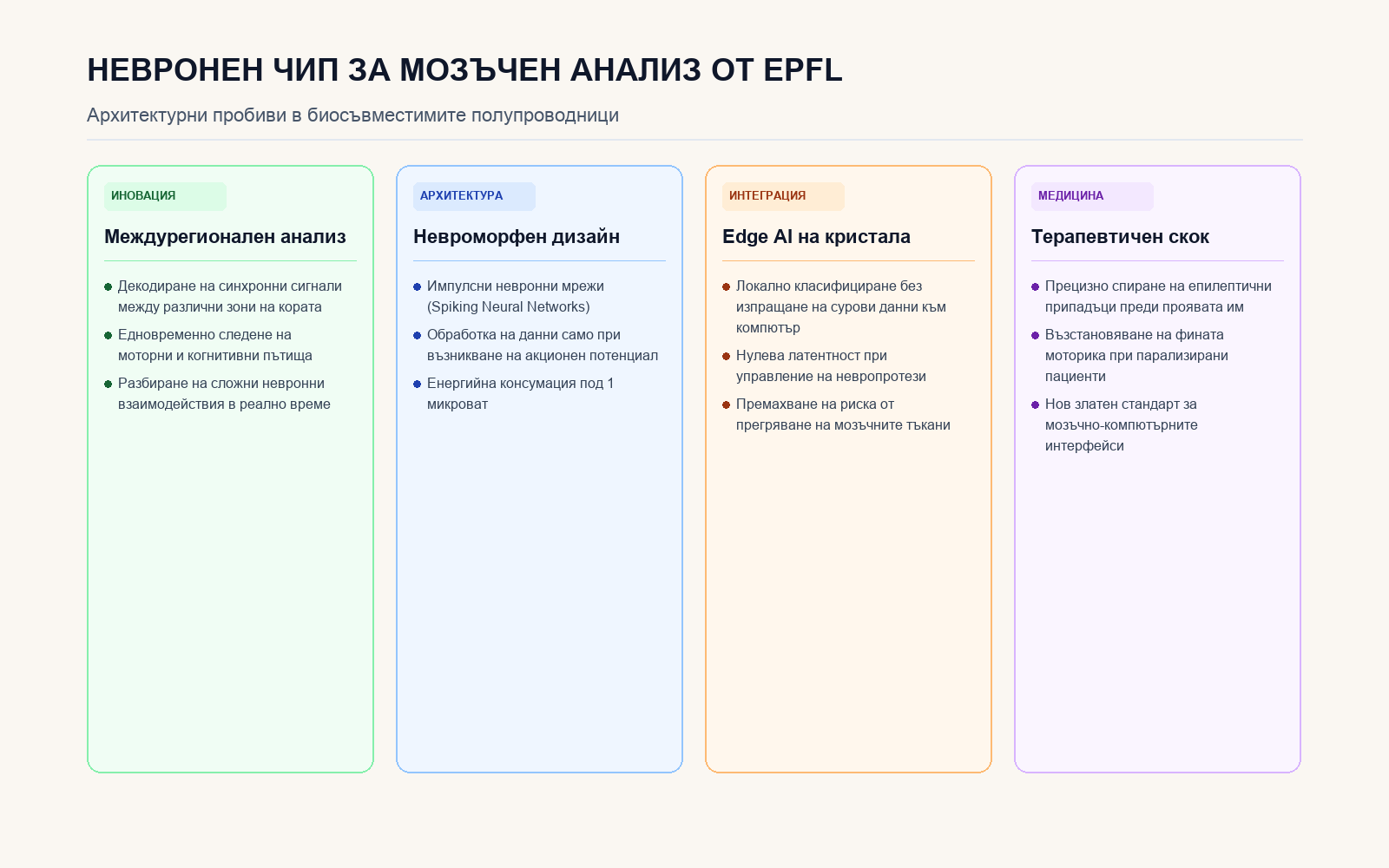 Инфографика: Невронен чип за мозъчен анализ от EPFL