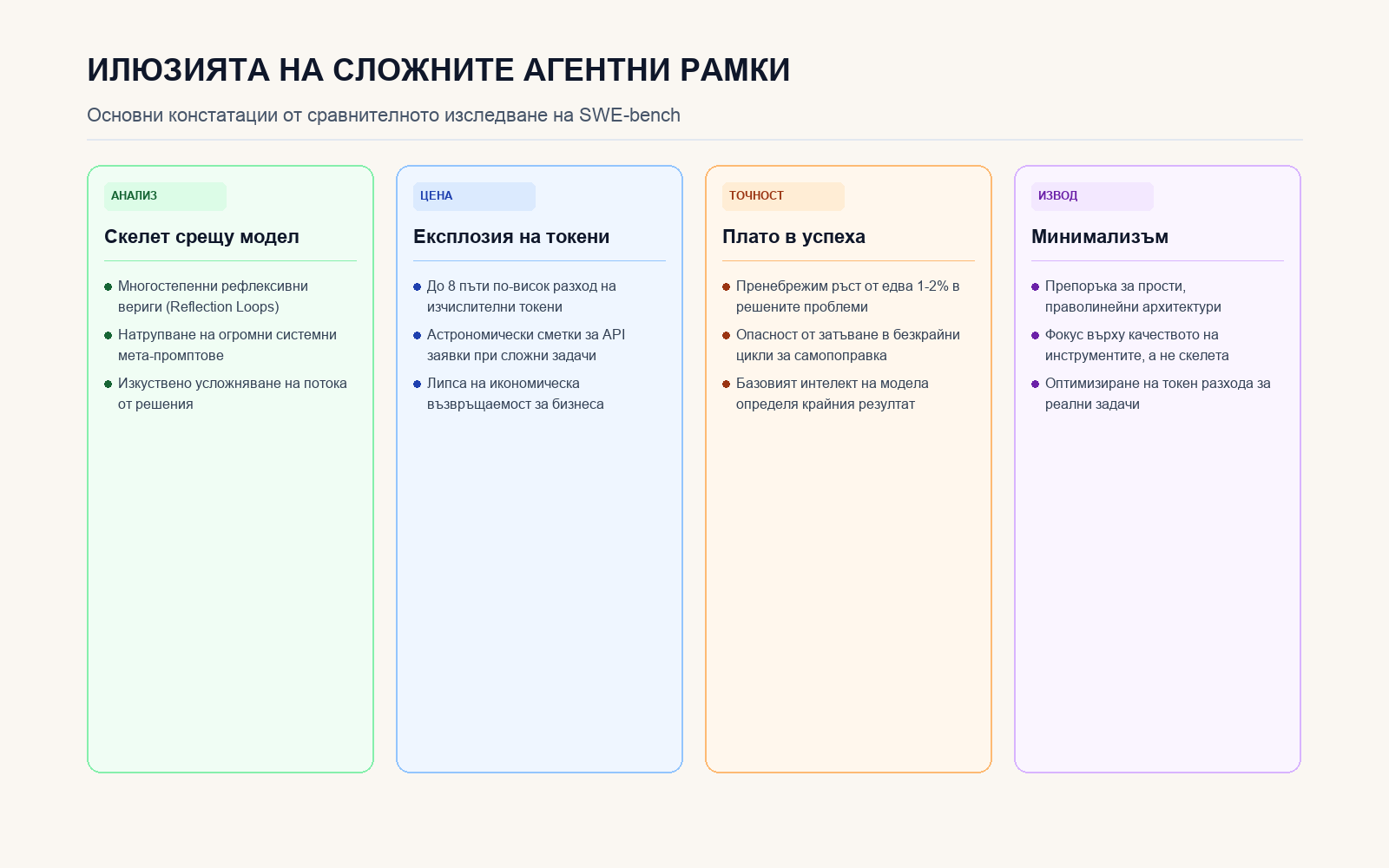 Инфографика: Илюзията на сложните агентни рамки