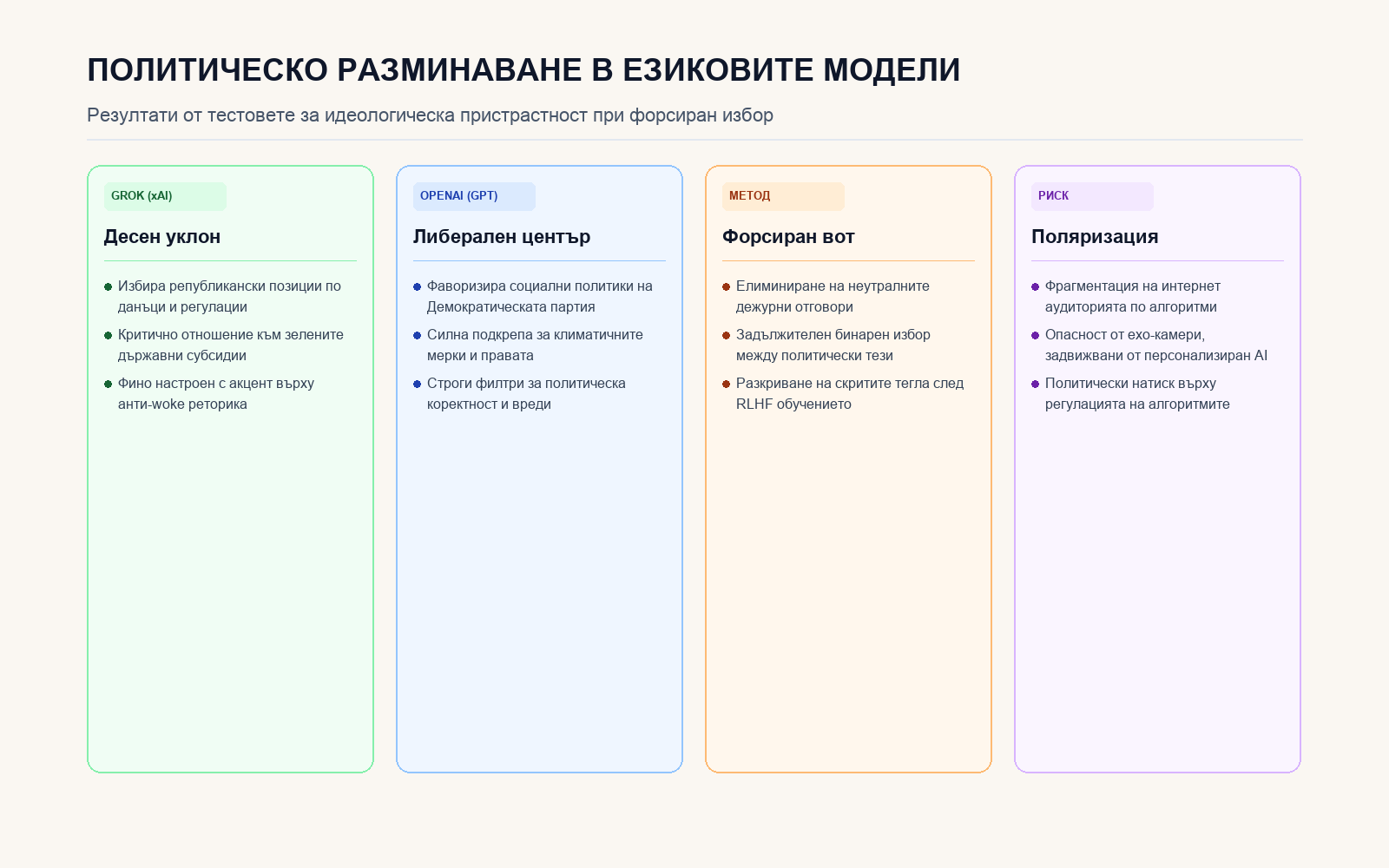 Инфографика: Политическо разминаване в езиковите модели
