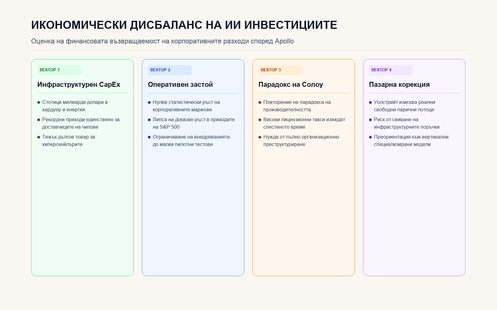 Инфографика: Финансов анализ на възвръщаемостта от изкуствен интелект според Apollo