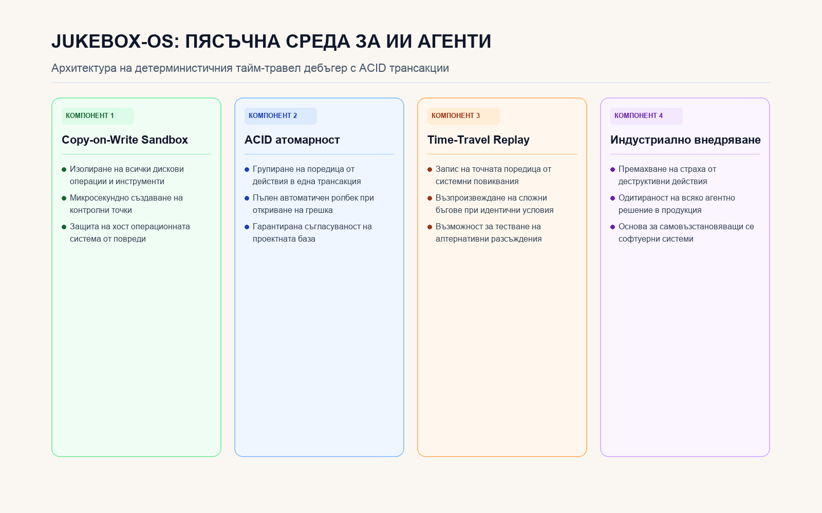 Инфографика: Архитектура на ACID трансакционната среда Jukebox-OS