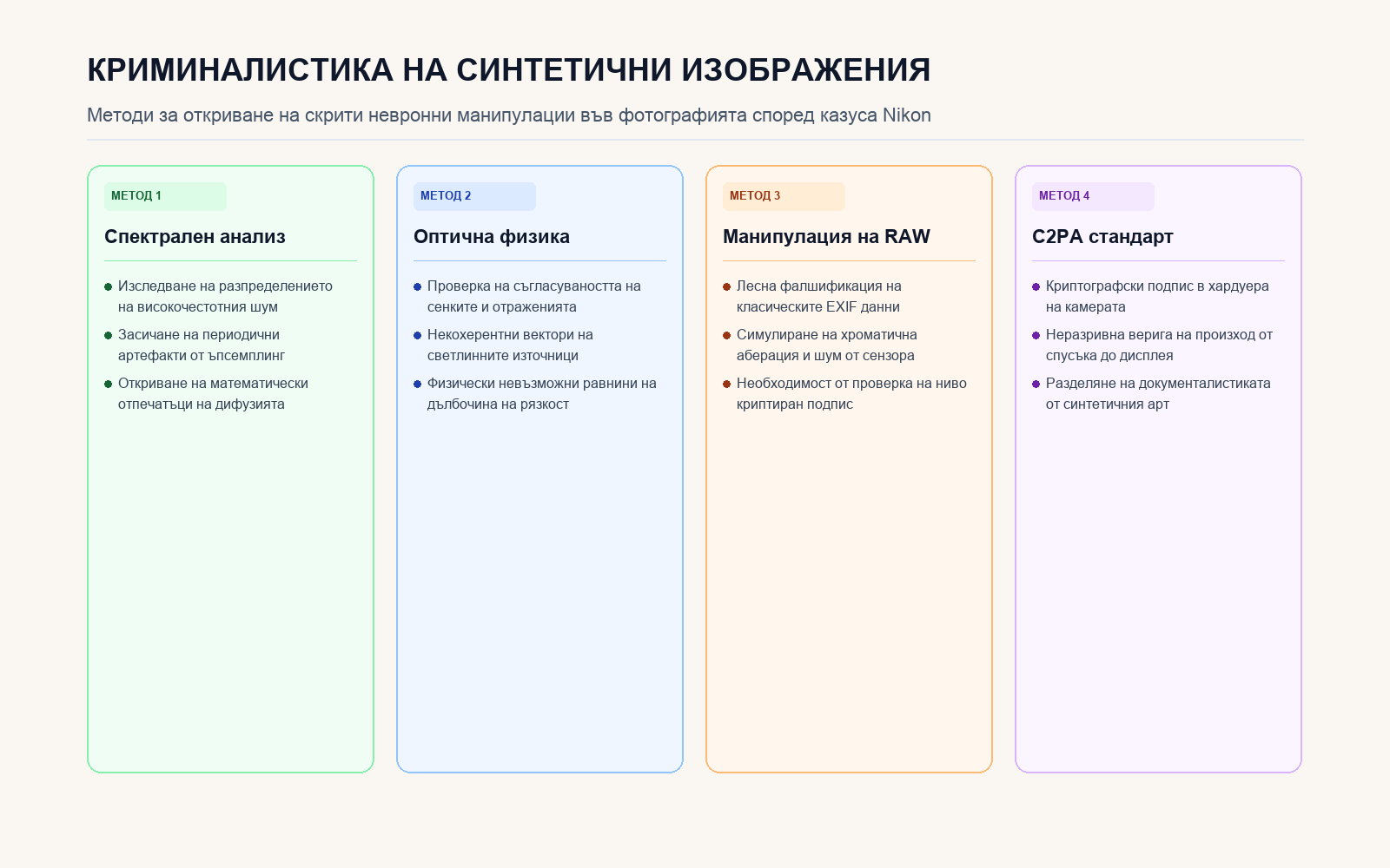 Инфографика: Криминалистичен анализ на синтетични изображения
