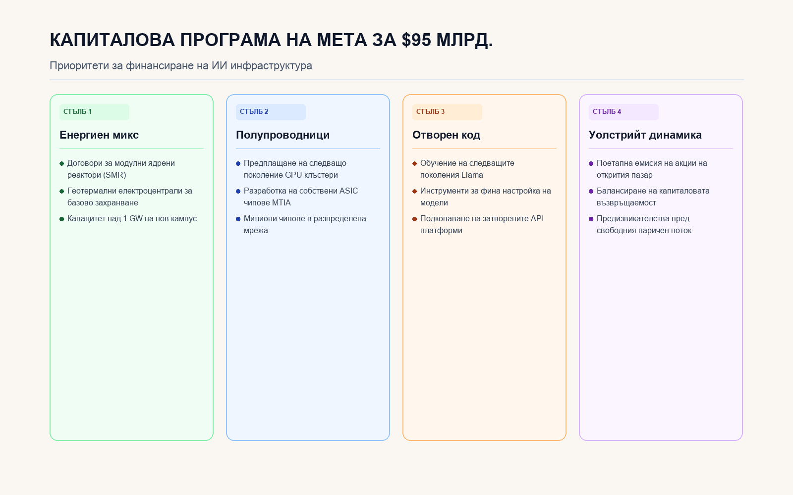 Инфографика: Капиталова програма на Meta за $95 млрд.
