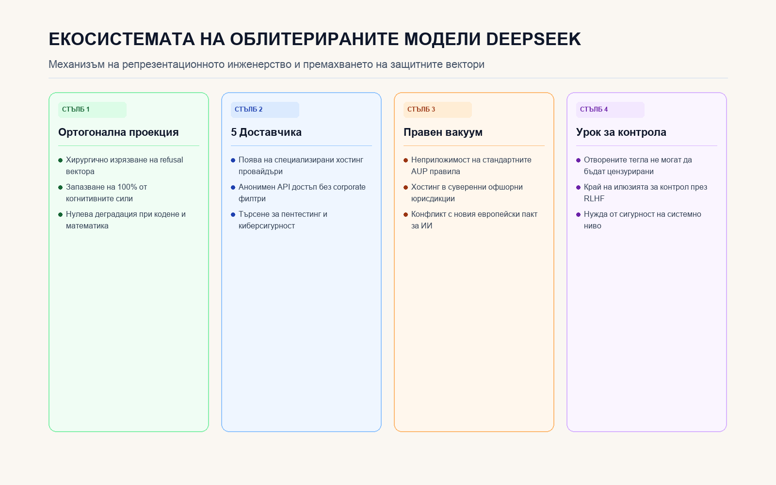 Инфографика: Екосистемата на облитерираните модели DeepSeek