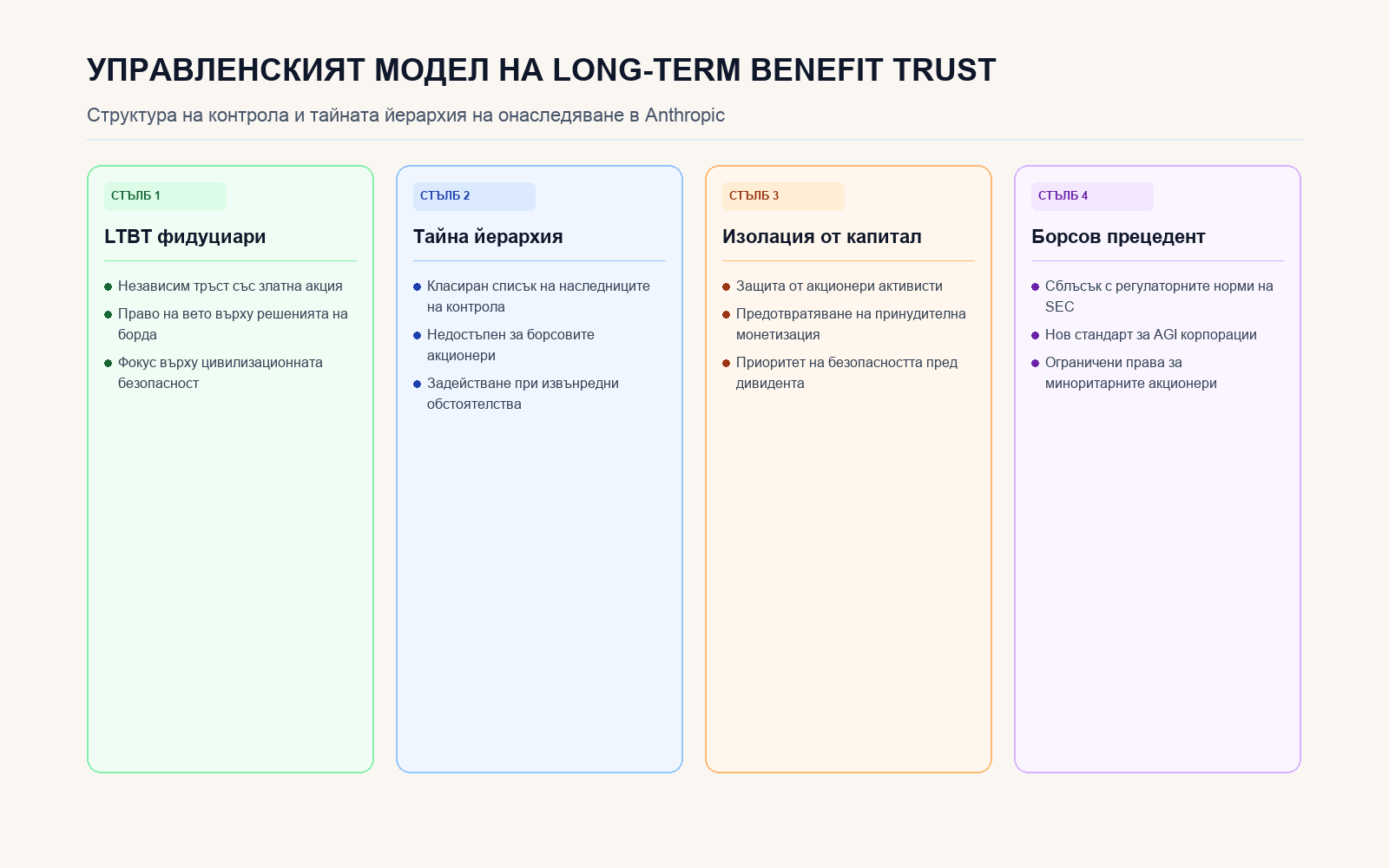 Инфографика: Управленският модел на Long-Term Benefit Trust