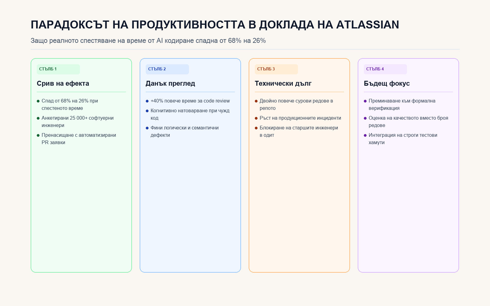 Инфографика: Парадоксът на продуктивността в доклада на Atlassian