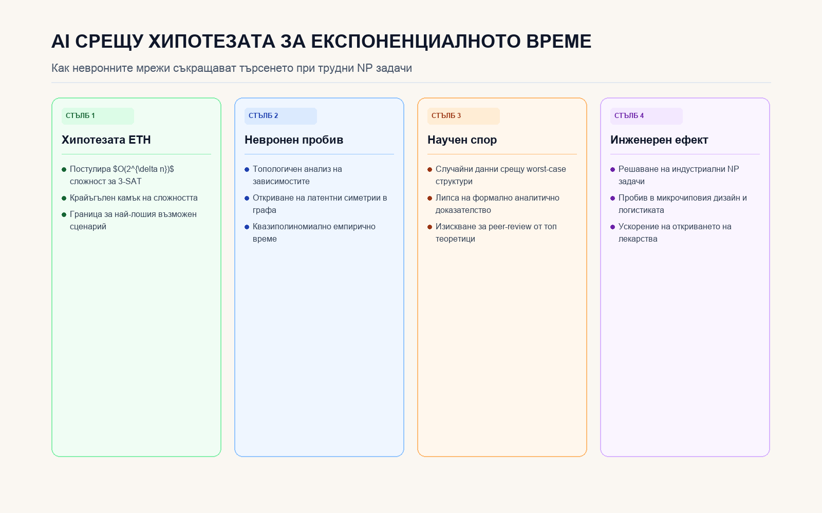 Инфографика: AI срещу хипотезата за експоненциалното време