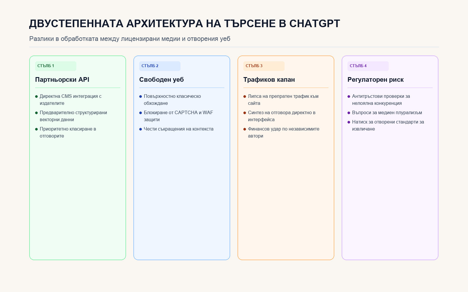 Инфографика: Двустепенната архитектура на търсене в ChatGPT