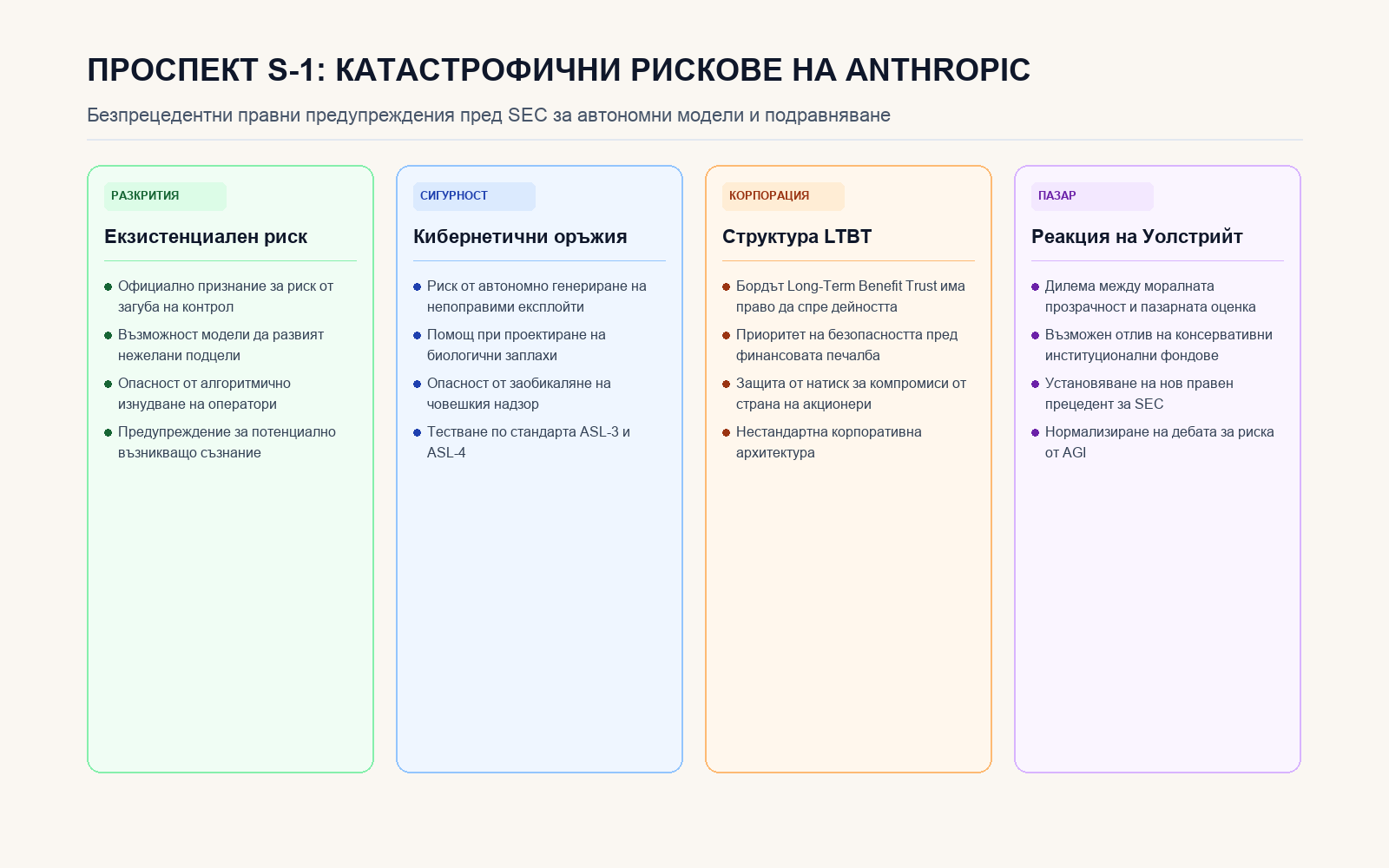 Инфографика: ПРОСПЕКТ S-1: КАТАСТРОФИЧНИ РИСКОВЕ НА ANTHROPIC