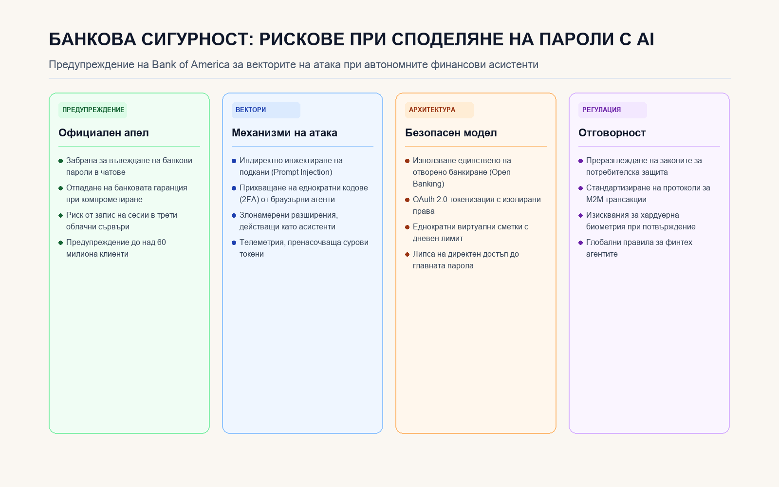 Инфографика: БАНКОВА СИГУРНОСТ: РИСКОВЕ ПРИ СПОДЕЛЯНЕ НА ПАРОЛИ С AI