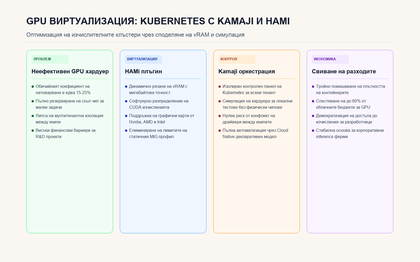 Инфографика: GPU ВИРТУАЛИЗАЦИЯ: KUBERNETES С KAMAJI И HAMI