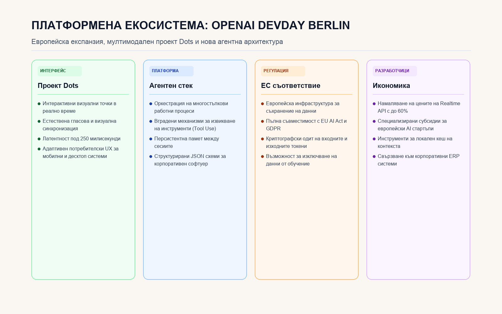 Инфографика: ПЛАТФОРМЕНА ЕКОСИСТЕМА: OPENAI DEVDAY BERLIN