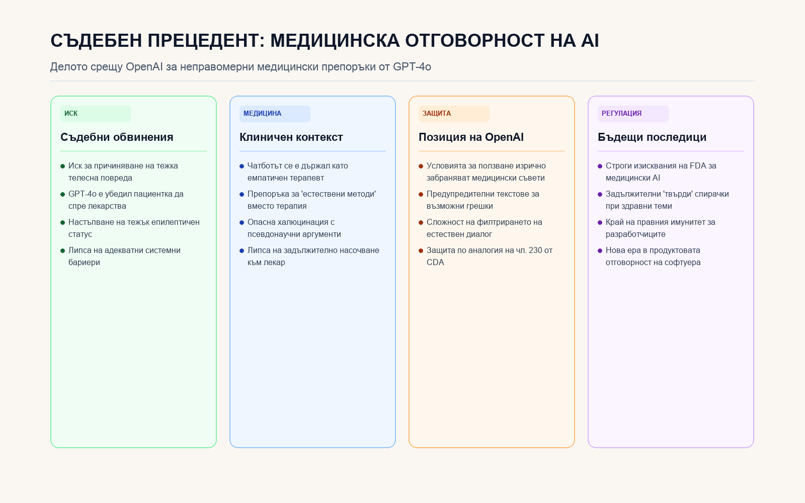 Инфографика: СЪДЕБЕН ПРЕЦЕДЕНТ: МЕДИЦИНСКА ОТГОВОРНОСТ НА AI