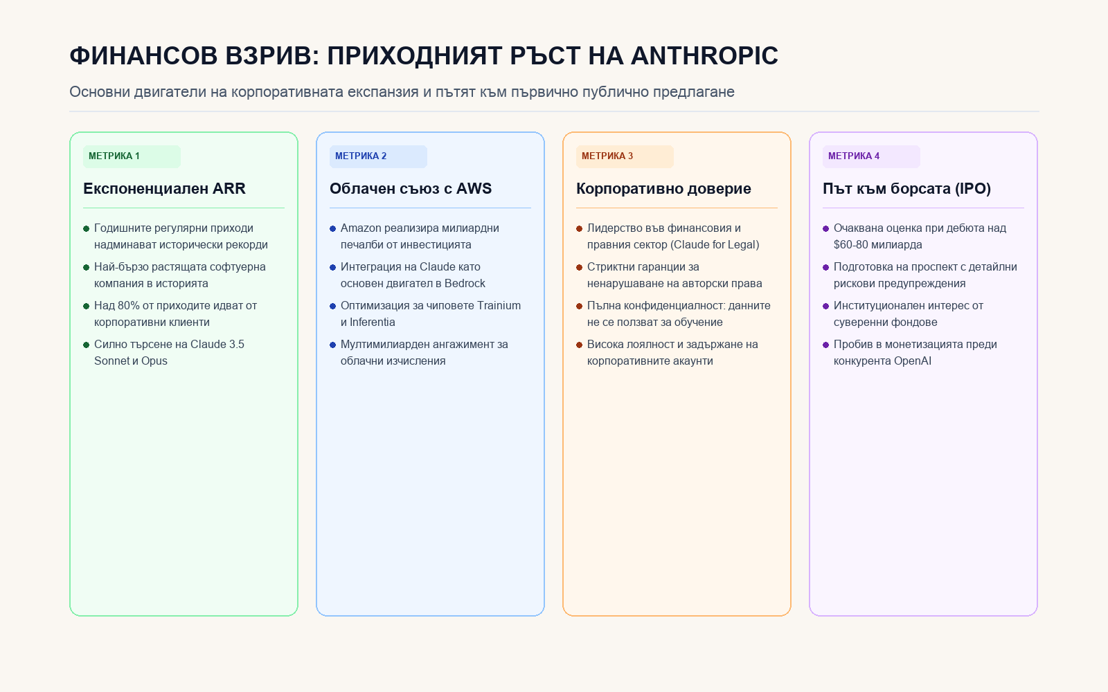 Инфографика: ФИНАНСОВ ВЗРИВ: ПРИХОДНИЯТ РЪСТ НА ANTHROPIC