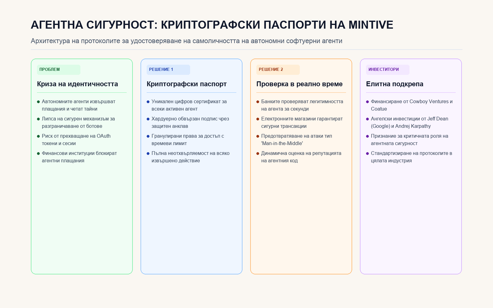 Инфографика: АГЕНТНА СИГУРНОСТ: КРИПТОГРАФСКИ ПАСПОРТИ НА MINTIVE