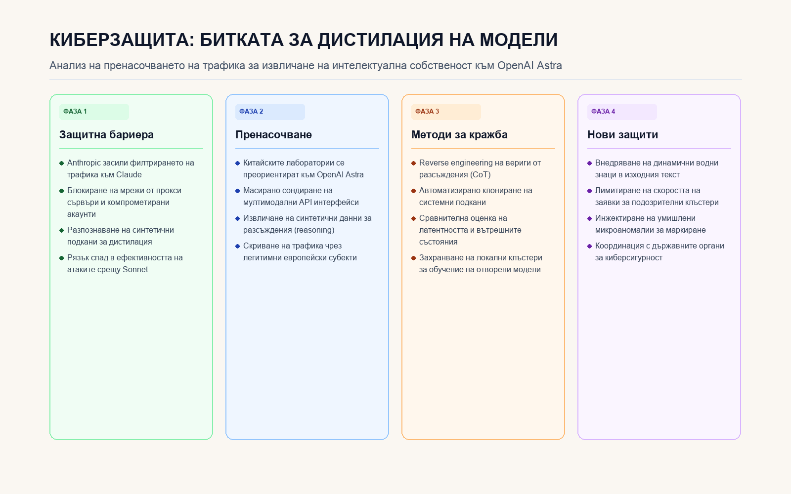 Инфографика: КИБЕРЗАЩИТА: БИТКАТА ЗА ДИСТИЛАЦИЯ НА МОДЕЛИ