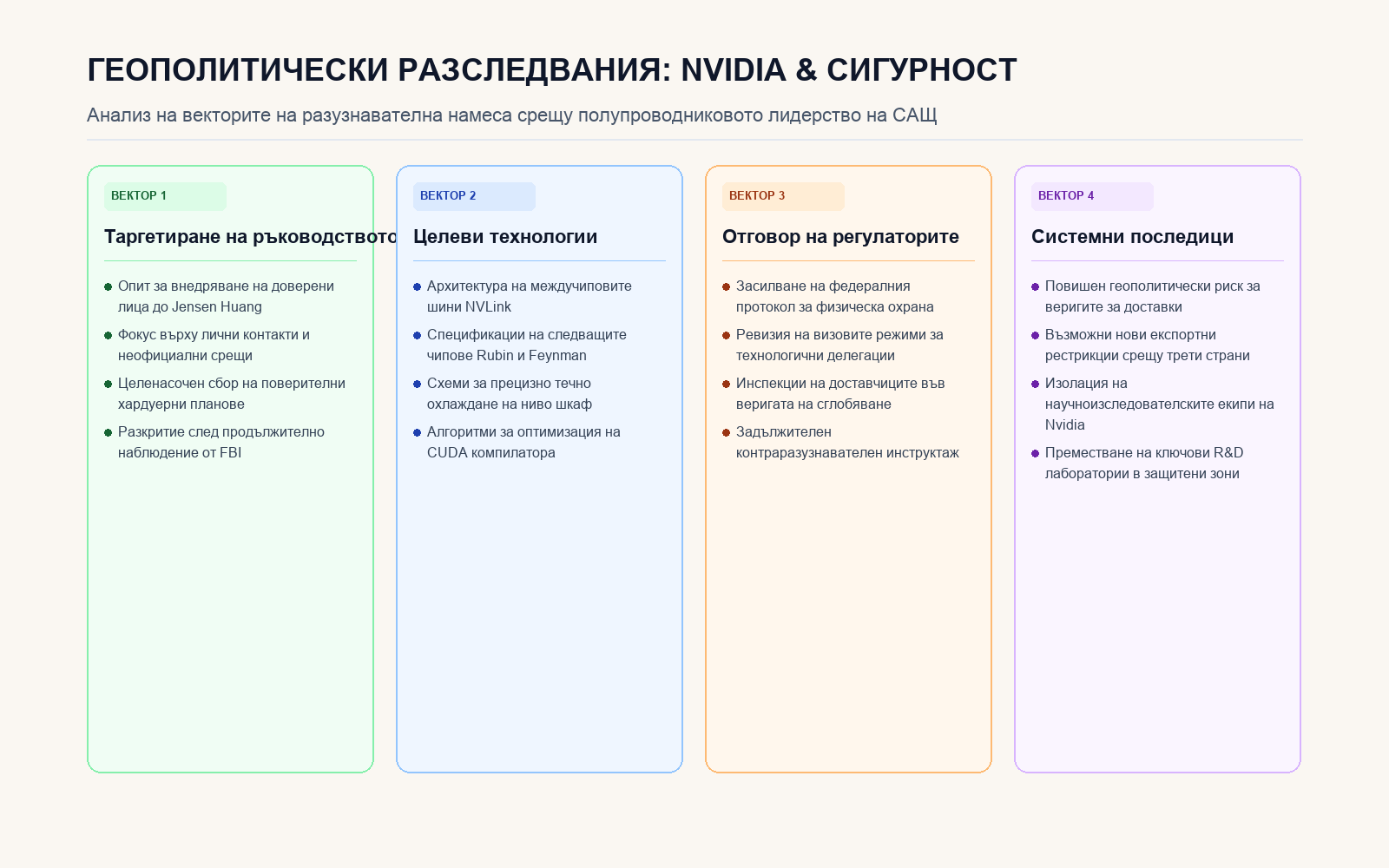 Инфографика: ГЕОПОЛИТИЧЕСКИ РАЗСЛЕДВАНИЯ: NVIDIA & СИГУРНОСТ