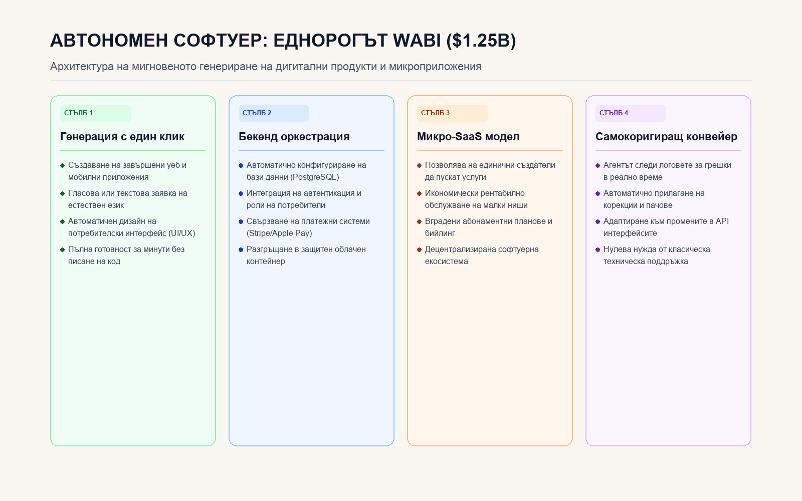 Инфографика: АВТОНОМЕН СОФТУЕР: ЕДНОРОГЪТ WABI ($1.25B)