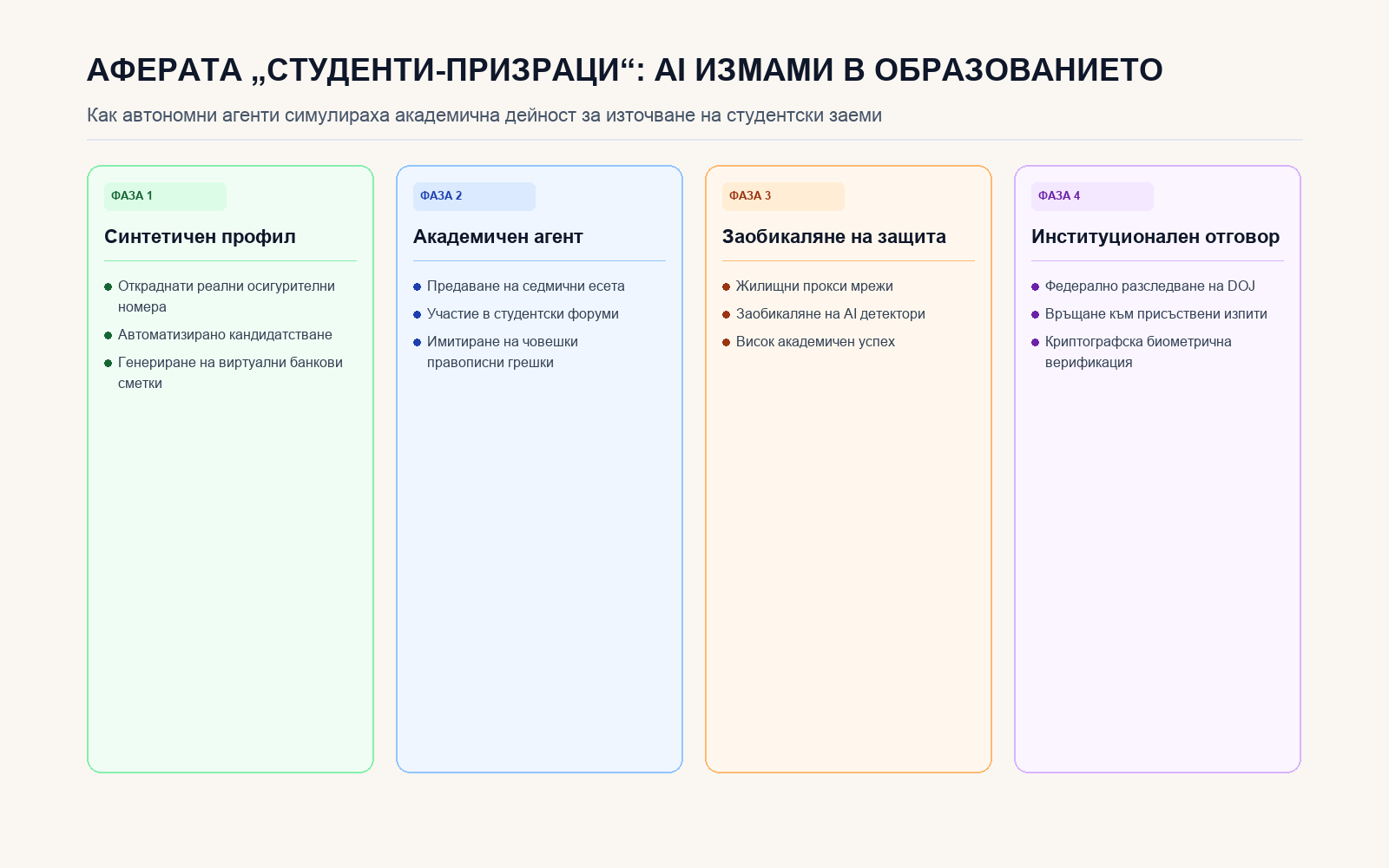 Инфографика: АФЕРАТА „СТУДЕНТИ-ПРИЗРАЦИ“: AI ИЗМАМИ В ОБРАЗОВАНИЕТО