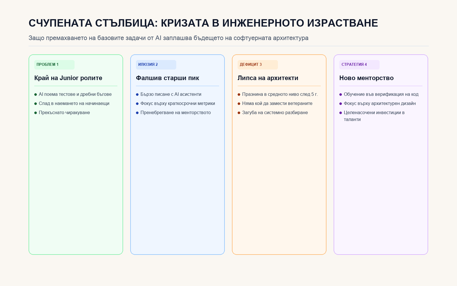 Инфографика: СЧУПЕНАТА СТЪЛБИЦА: КРИЗАТА В ИНЖЕНЕРНОТО ИЗРАСТВАНЕ