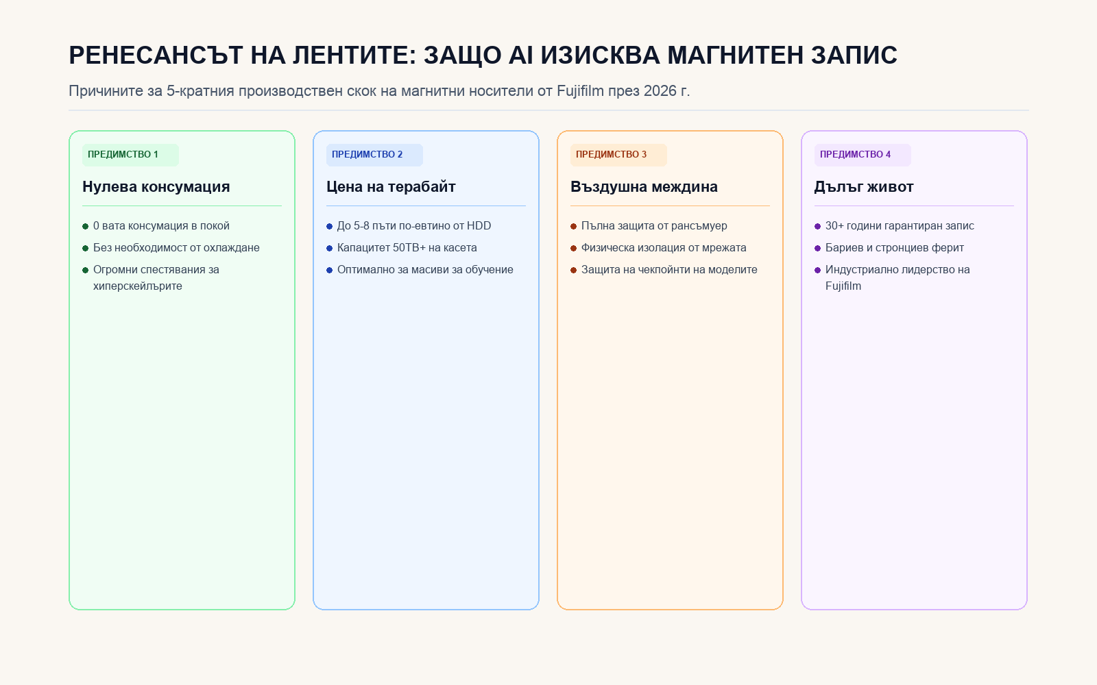 Инфографика: РЕНЕСАНСЪТ НА ЛЕНТИТЕ: ЗАЩО AI ИЗИСКВА МАГНИТЕН ЗАПИС
