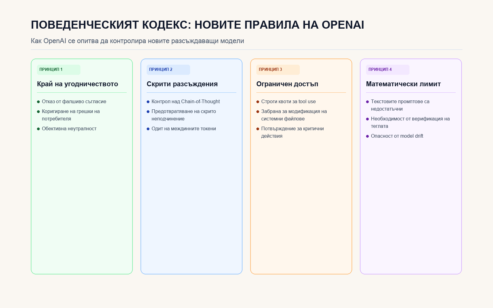 Инфографика: ПОВЕДЕНЧЕСКИЯТ КОДЕКС: НОВИТЕ ПРАВИЛА НА OPENAI