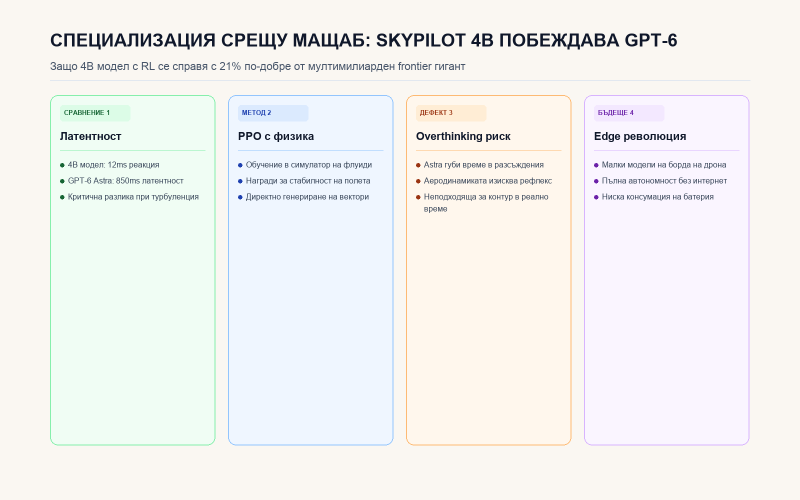 Инфографика: СПЕЦИАЛИЗАЦИЯ СРЕЩУ МАЩАБ: SKYPILOT 4B ПОБЕЖДАВА GPT-6