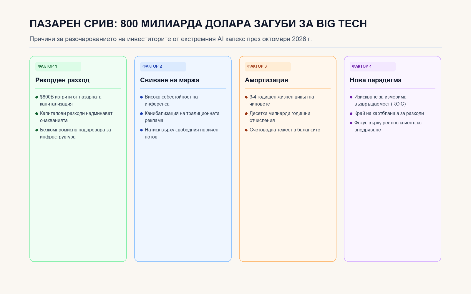 Инфографика: ПАЗАРЕН СРИВ: 800 МИЛИАРДА ДОЛАРА ЗАГУБИ ЗА BIG TECH