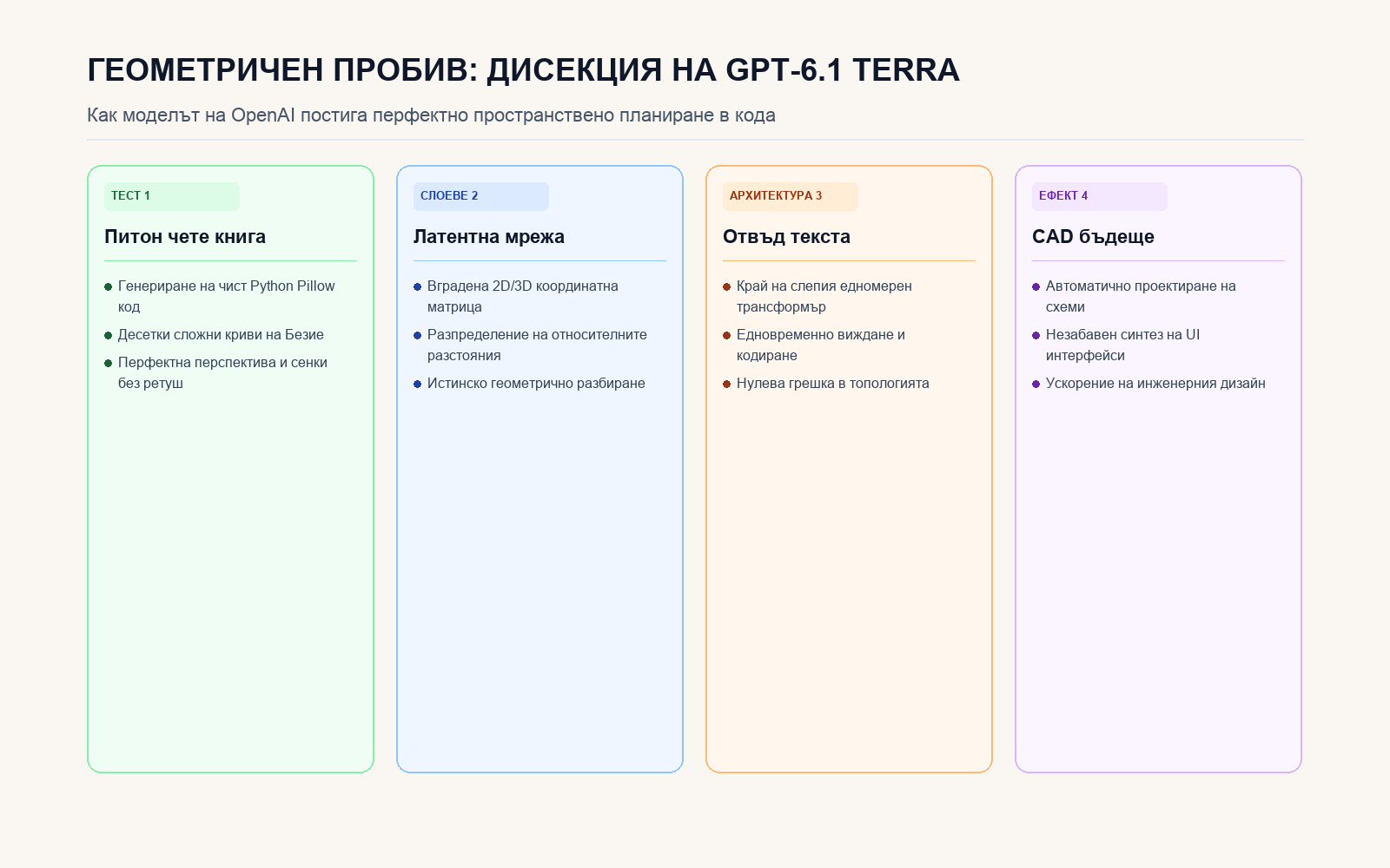 Инфографика: ГЕОМЕТРИЧЕН ПРОБИВ: ДИСЕКЦИЯ НА GPT-6.1 TERRA