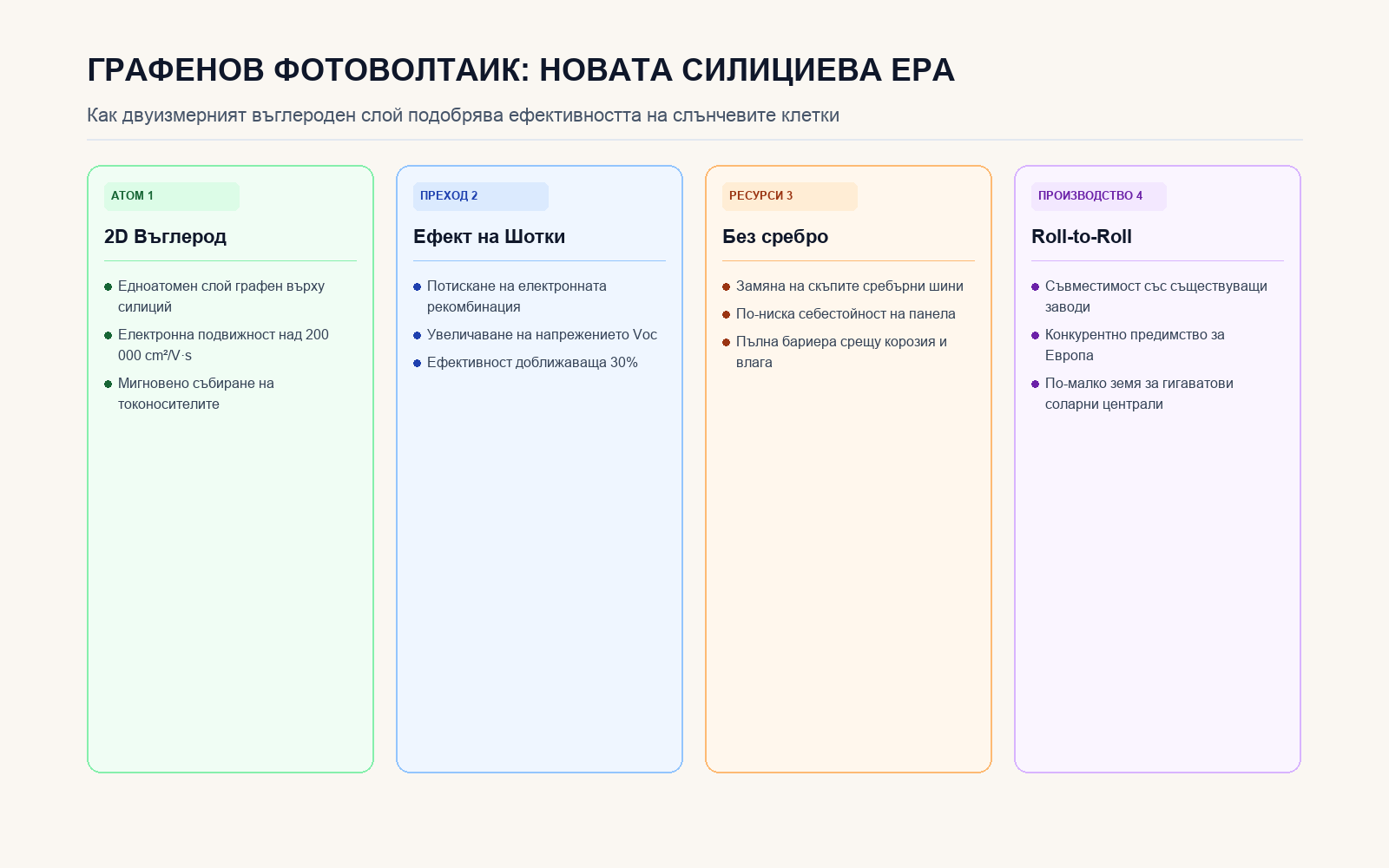 Инфографика: ГРАФЕНОВ ФОТОВОЛТАИК: НОВАТА СИЛИЦИЕВА ЕРА