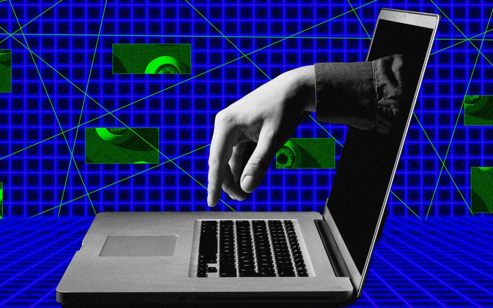 Хакерски код и червени предупредителни знаци на монитор за киберсигурност