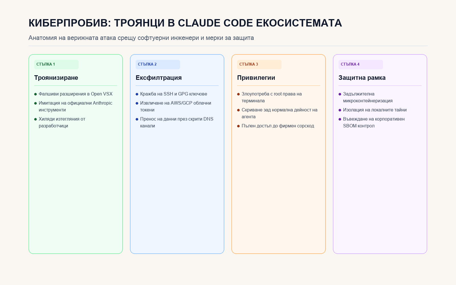 Инфографика: КИБЕРПРОБИВ: ТРОЯНЦИ В CLAUDE CODE ЕКОСИСТЕМАТА